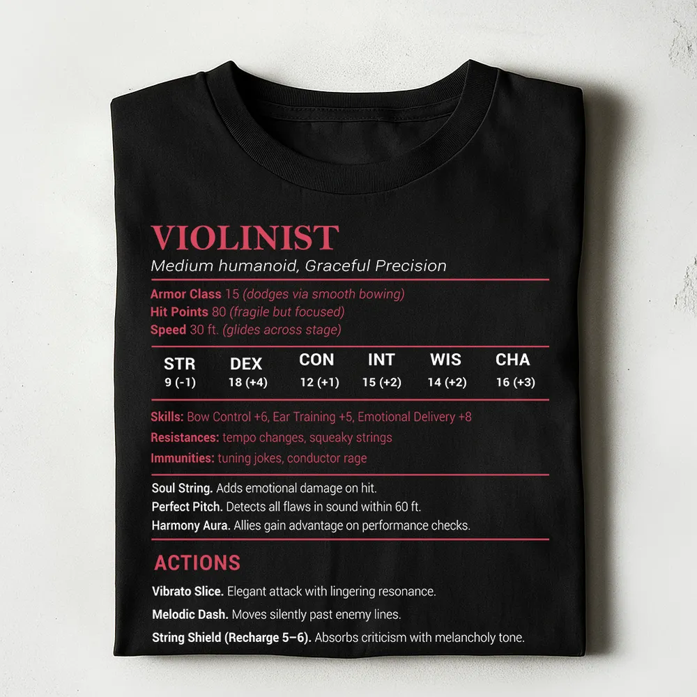 Violinist Stats Classic Unisex T-Shirt - 1