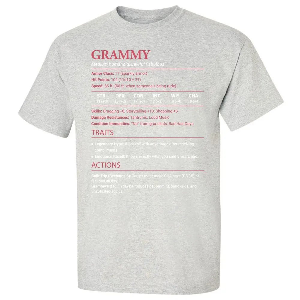 Grammy Stats Classic Unisex T-Shirt - Ash - 2
