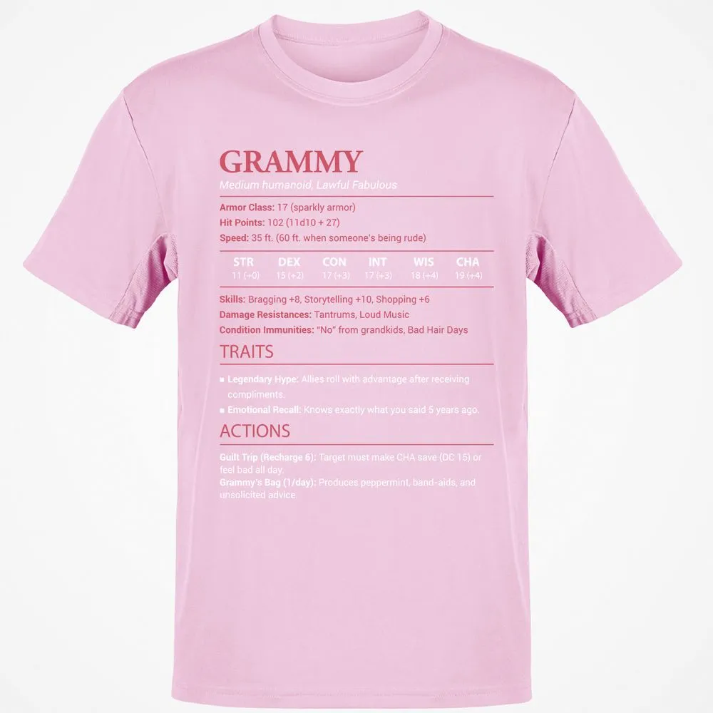 Grammy Stats Classic Unisex T-Shirt - Light Pink - 5