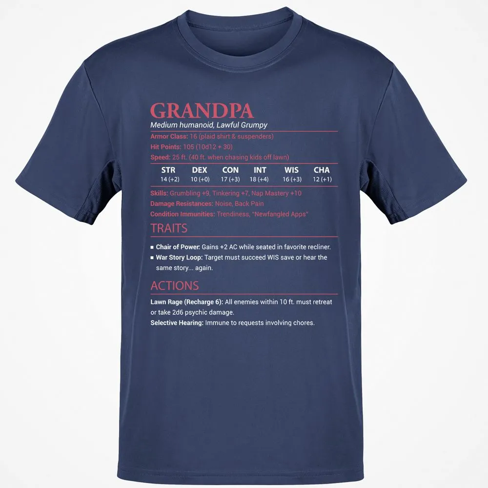 Grandpa Stats Classic Unisex T-Shirt - Navy - 7