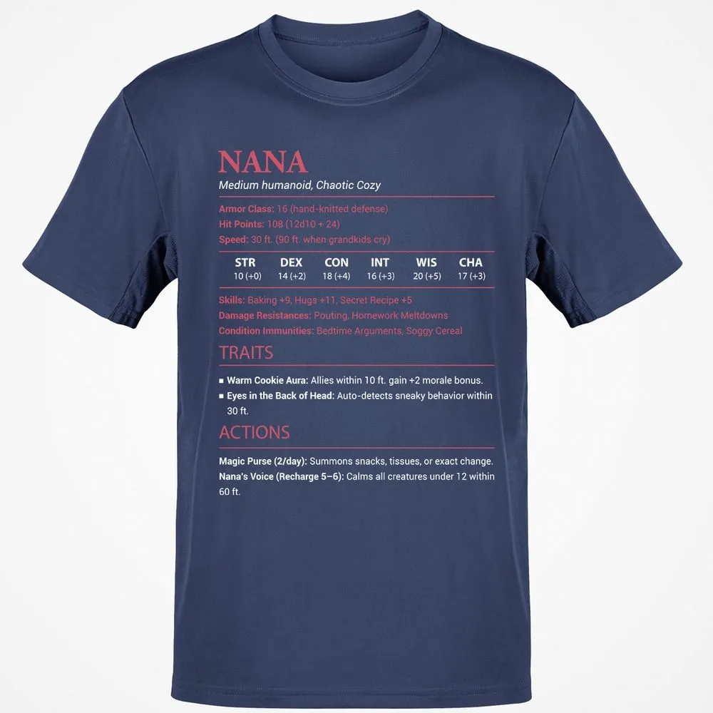 Nana Stats Classic Unisex T-Shirt - Navy - 7
