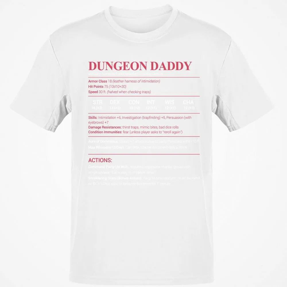 Dungeon Daddy Stats Classic Unisex T-Shirt - White - 12