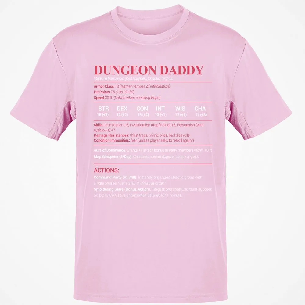 Dungeon Daddy Stats Classic Unisex T-Shirt - Light Pink - 5