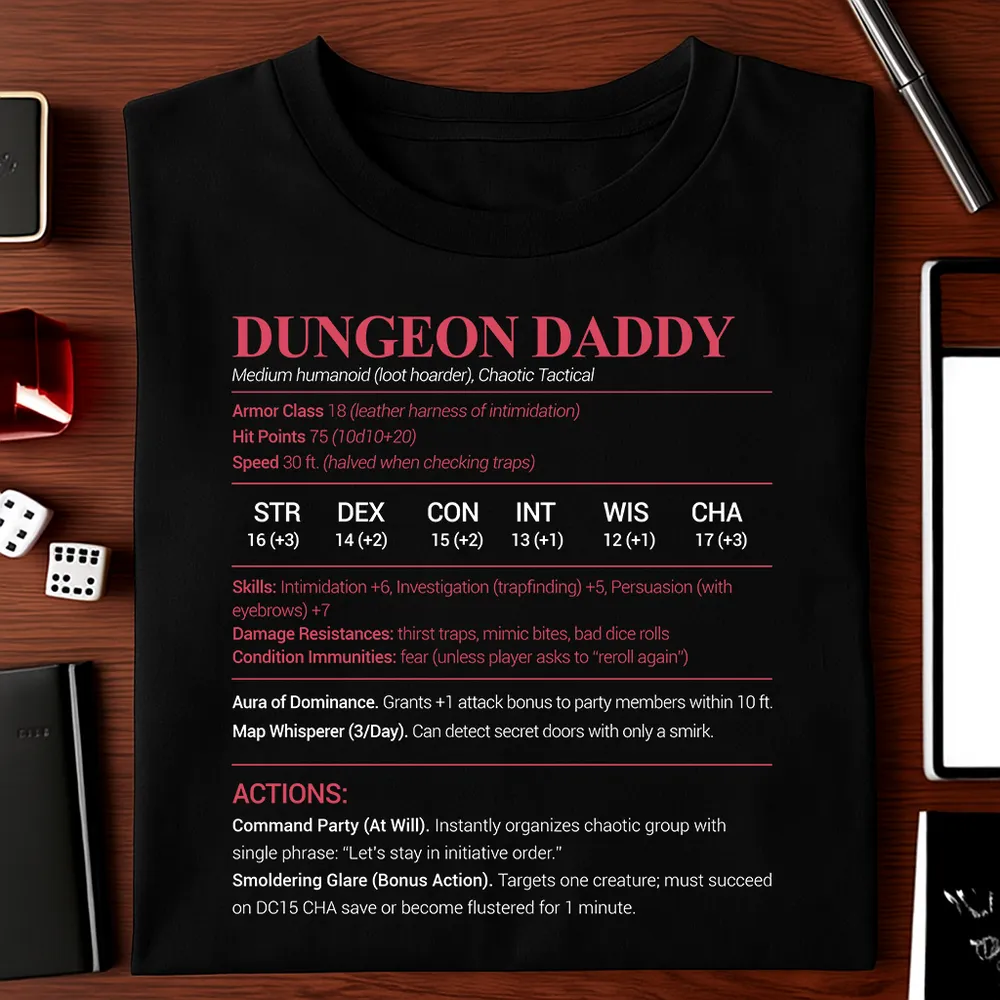 Dungeon Daddy Stats Classic Unisex T-Shirt - 1