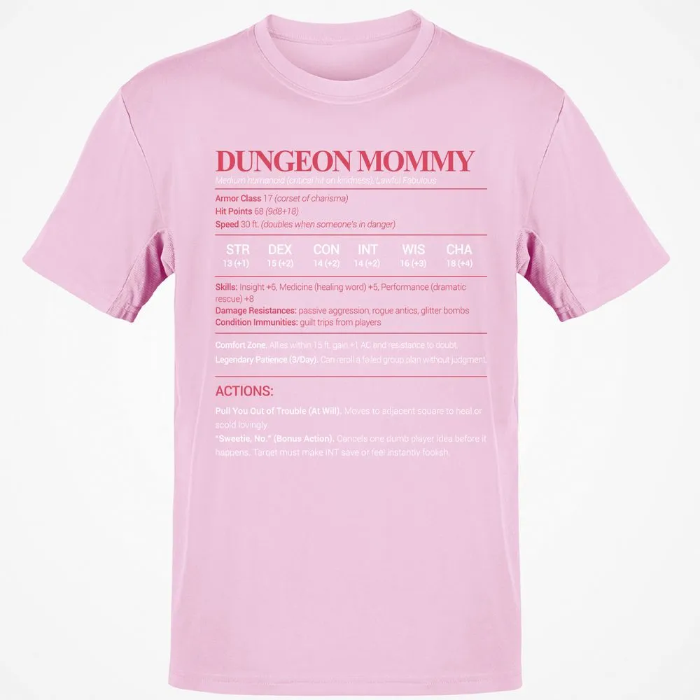 Dungeon Mommy Stats Classic Unisex T-Shirt - Light Pink - 5