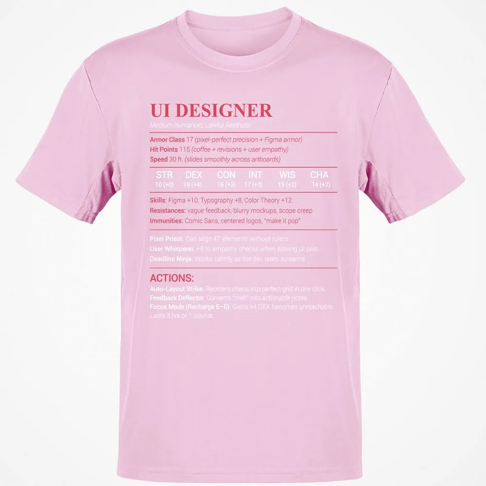 UI Designer Classic Unisex T-Shirt - Light Pink - 5