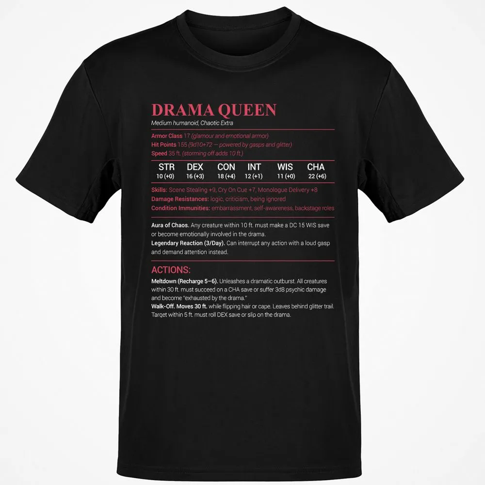 Drama Queen Classic Unisex T-Shirt - Black - 1