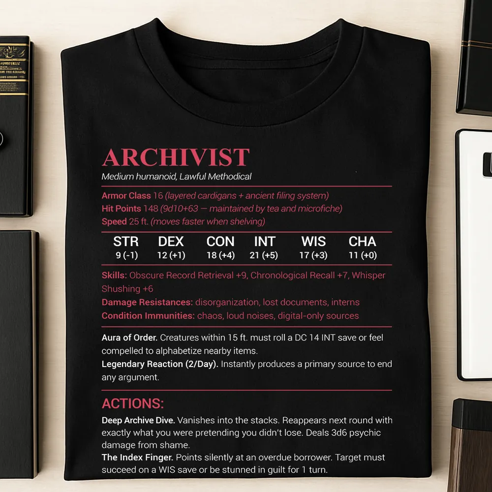 Archivist Stats Classic Unisex T-Shirt - 1