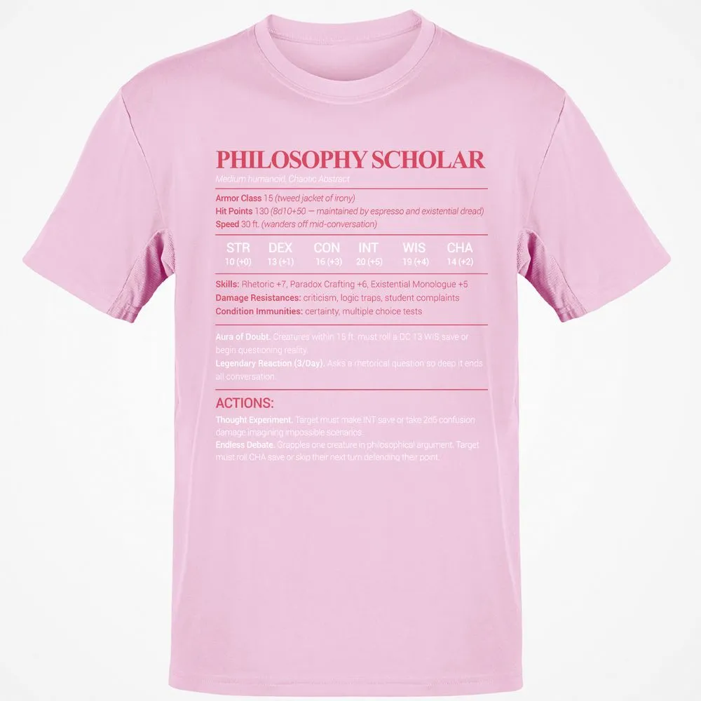Philosophy Scholar Classic Unisex T-Shirt - Light Pink - 5