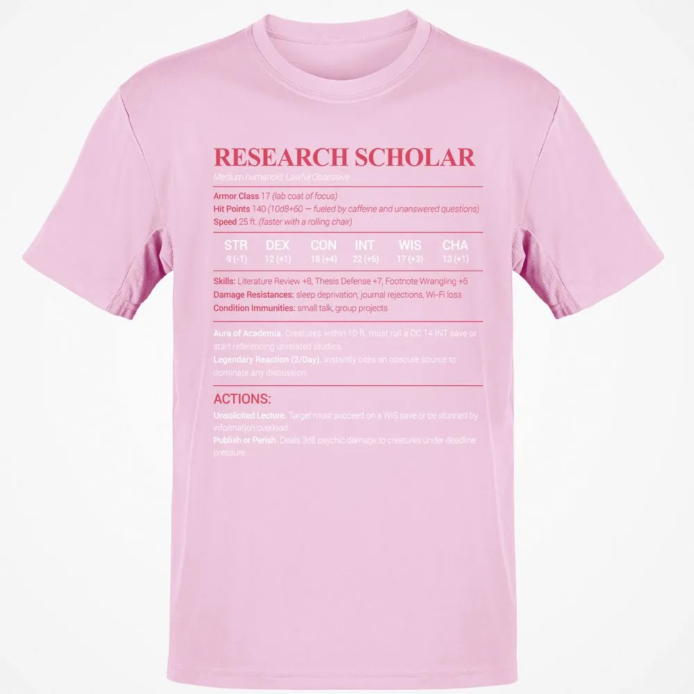 Research Scholar Classic Unisex T-Shirt - Light Pink - 5