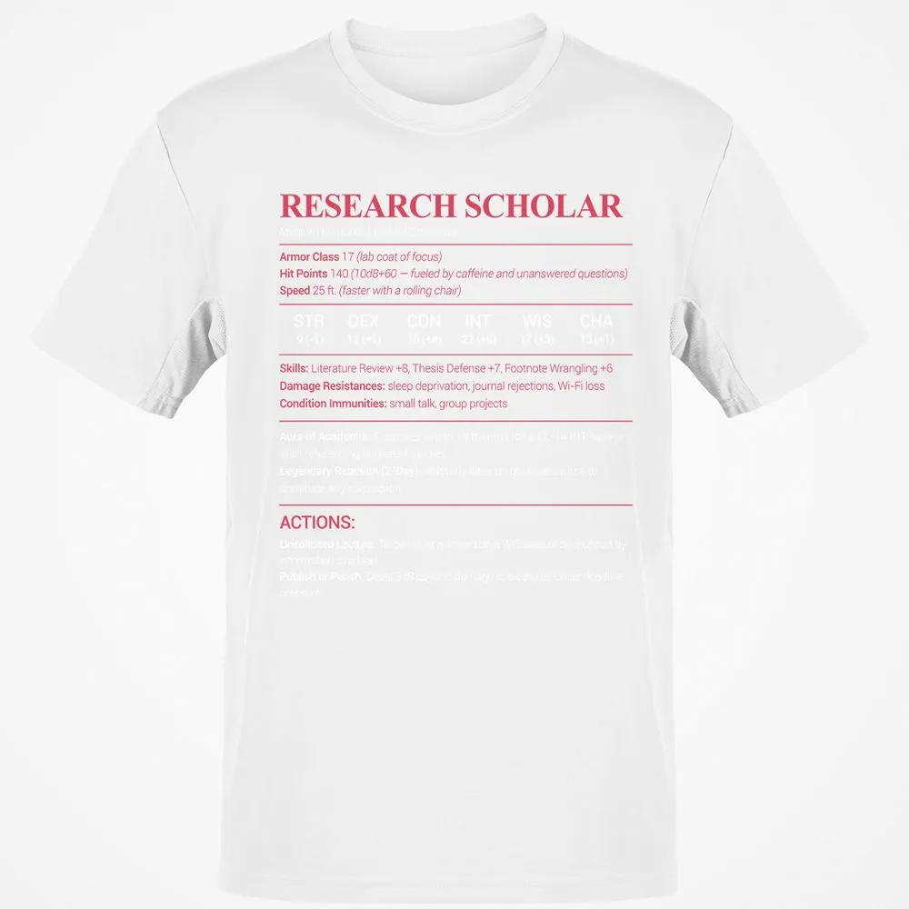 Research Scholar Classic Unisex T-Shirt - White - 12