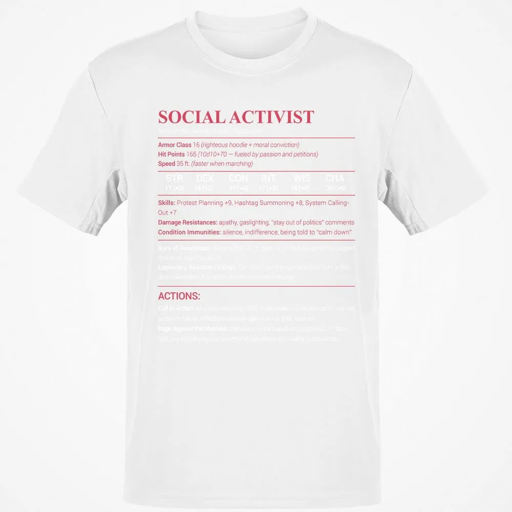 Social Activist Classic Unisex T-Shirt - White - 12