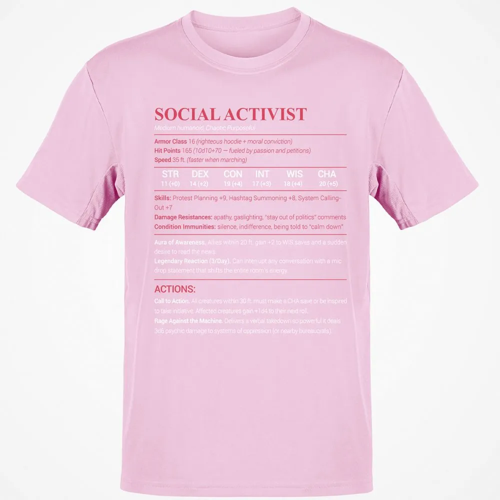 Social Activist Classic Unisex T-Shirt - Light Pink - 5