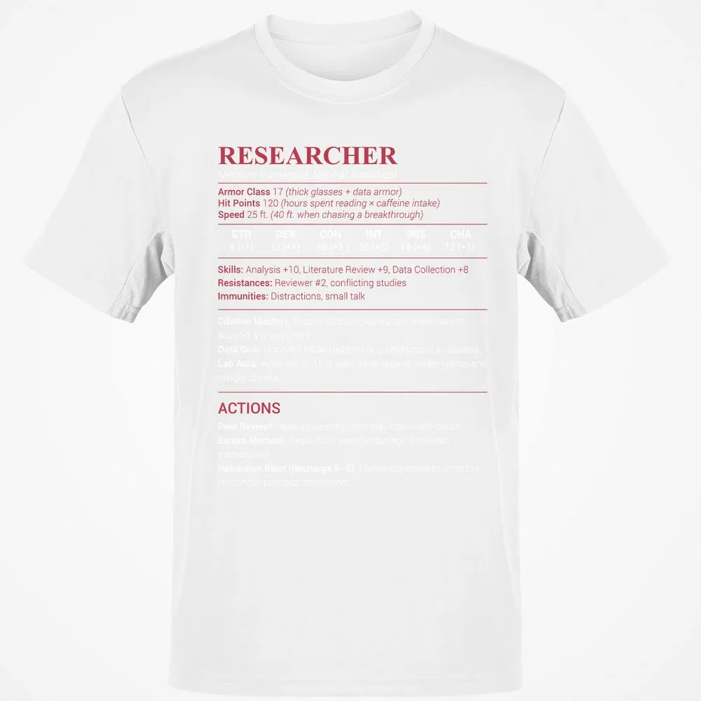Researcher Stats Classic Unisex T-Shirt - White - 12