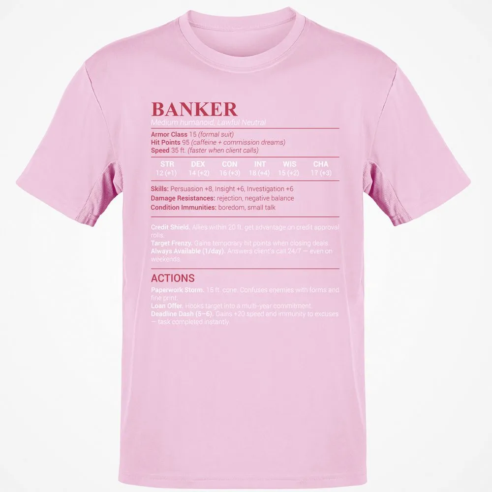 Banker Stats Classic Unisex T-Shirt - Light Pink - 5
