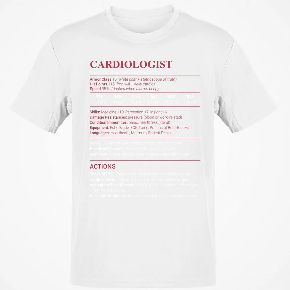 Cardiologist Stats Classic Unisex T-Shirt - White - 12