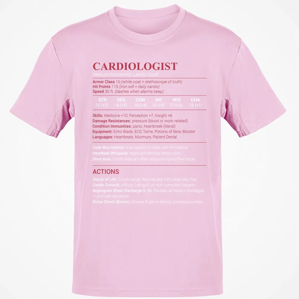 Cardiologist Stats Classic Unisex T-Shirt - Light Pink - 5