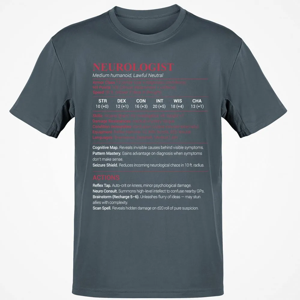 Neurologist Stats Classic Unisex T-Shirt - Charcoal - 3
