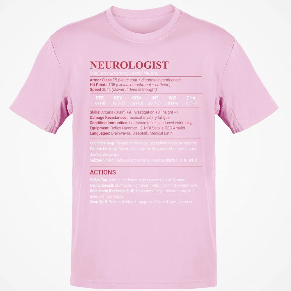 Neurologist Stats Classic Unisex T-Shirt - Light Pink - 5