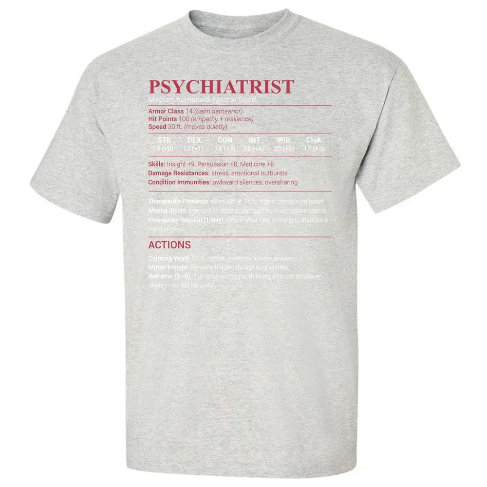 Psychiatrist Stats Classic Unisex T-Shirt - Ash - 2