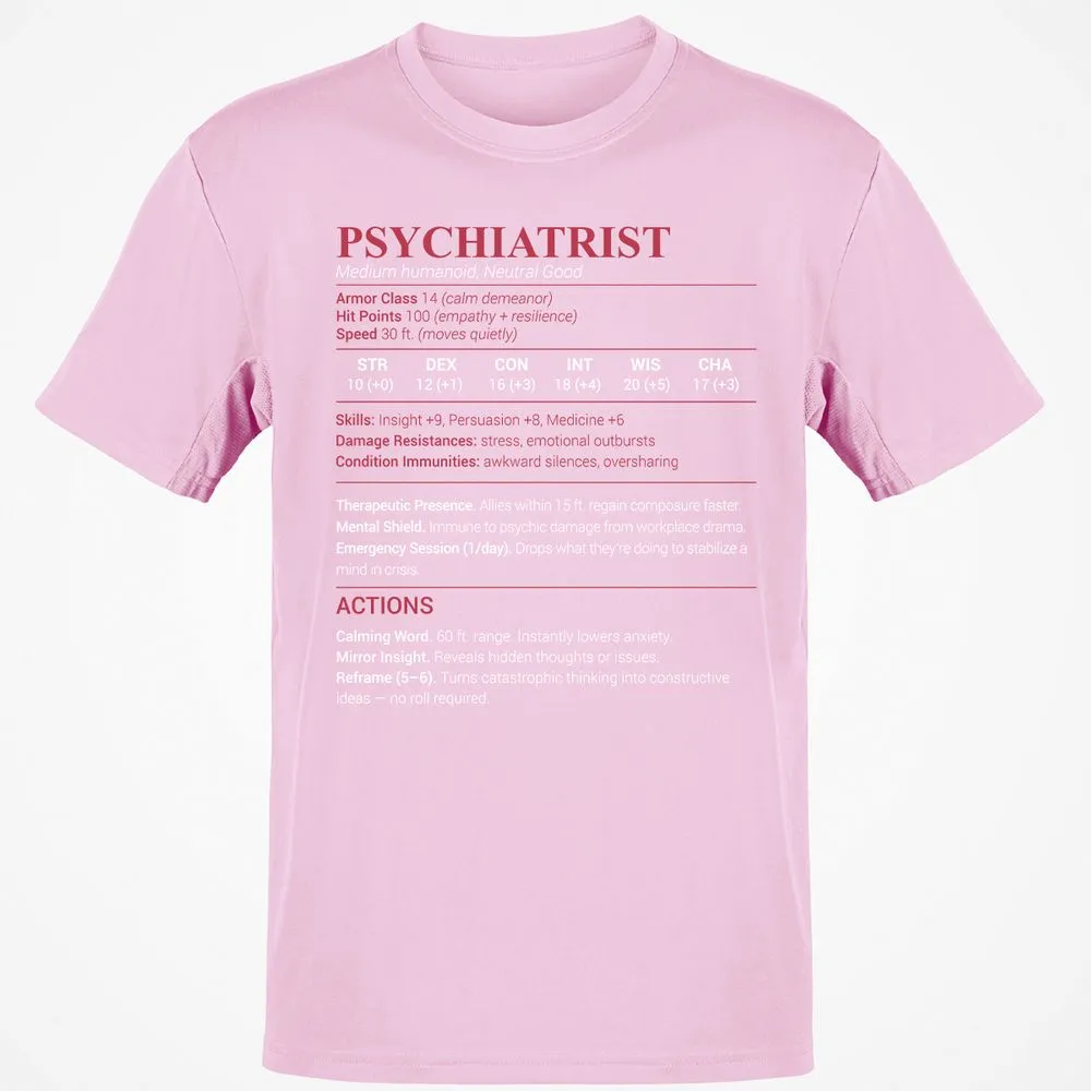 Psychiatrist Stats Classic Unisex T-Shirt - Light Pink - 5