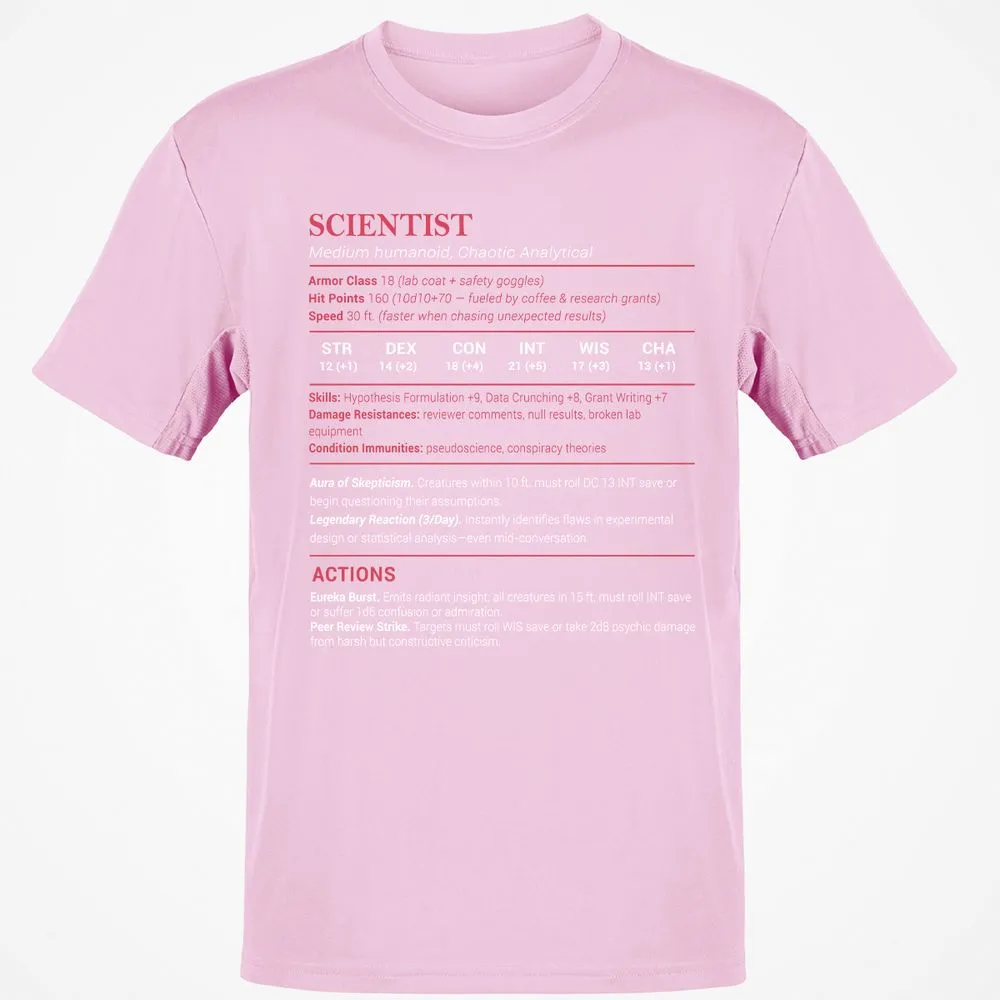 Scientist Stats Classic Unisex T-Shirt - Light Pink - 5