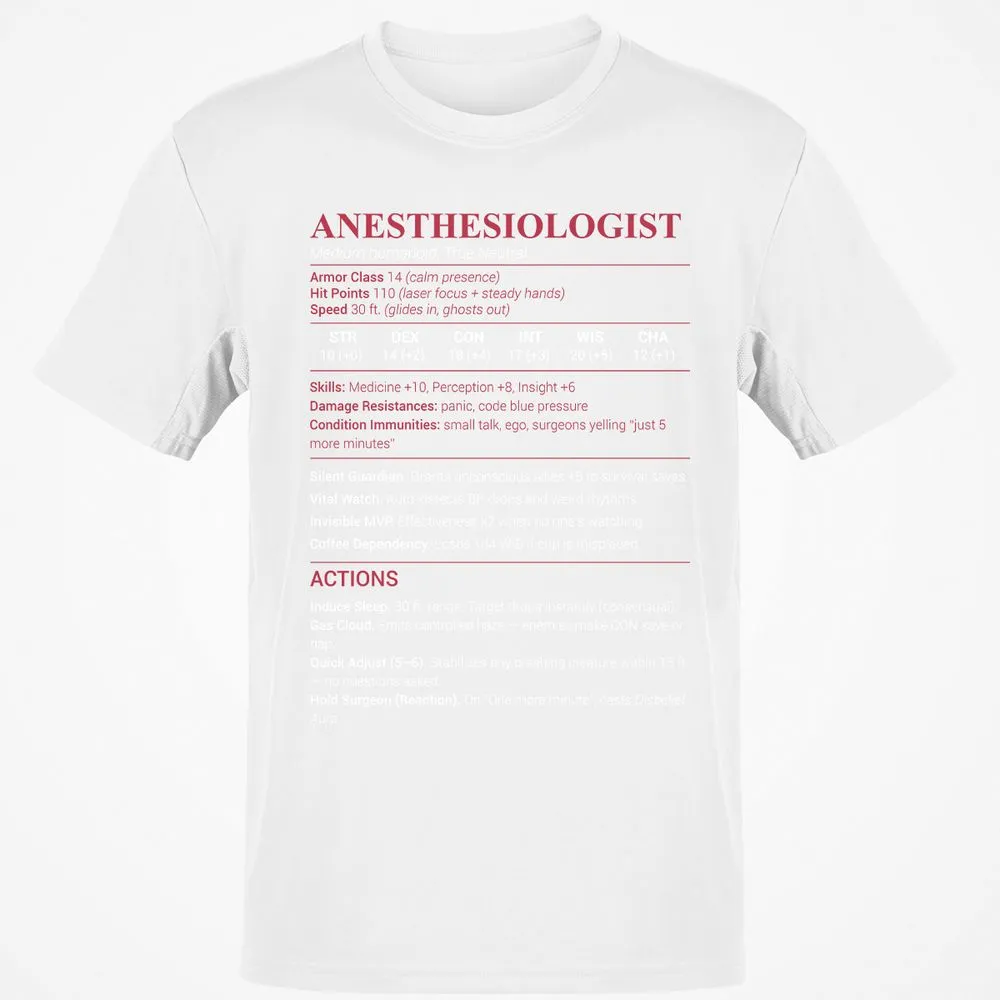 Anesthesiologist Stats Classic Unisex T-Shirt - White - 12