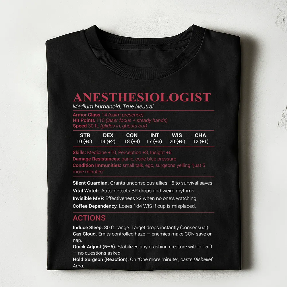 Anesthesiologist Stats Classic Unisex T-Shirt - 1