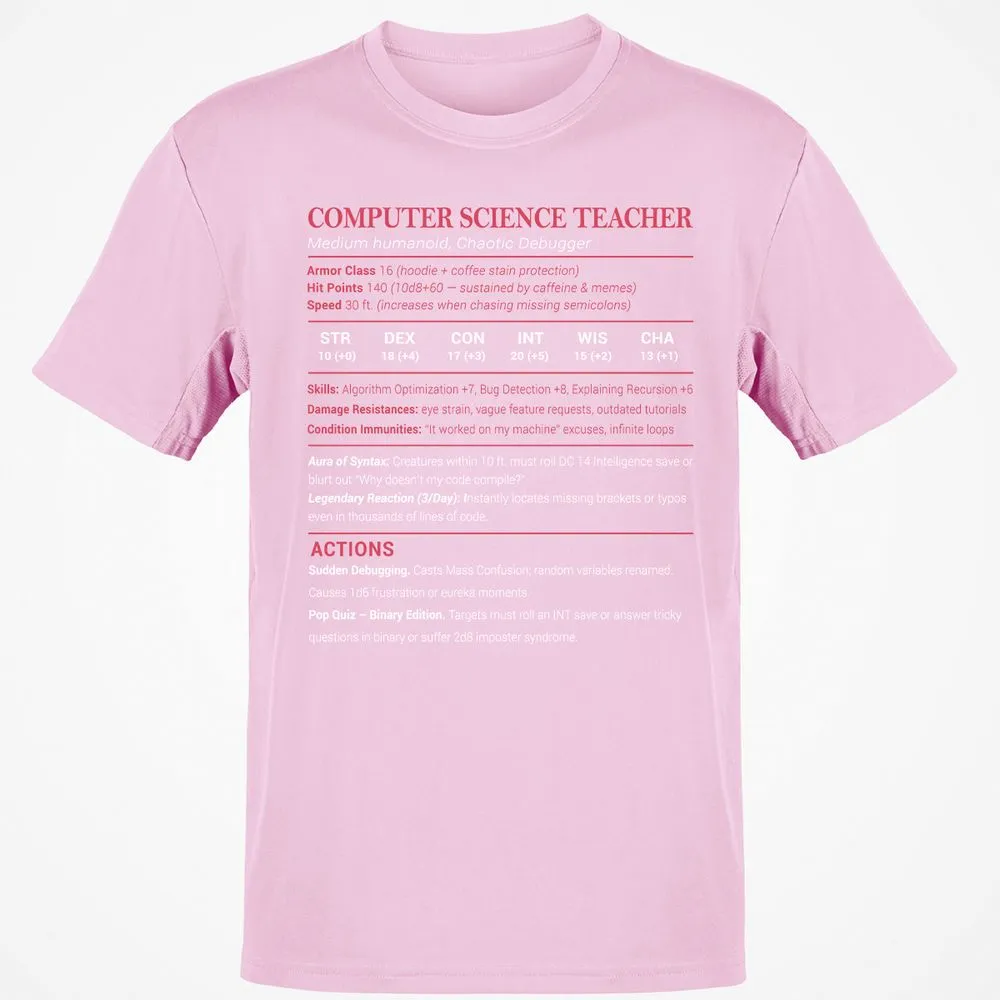 Computer Science Teacher Classic Unisex T-Shirt - Light Pink - 5