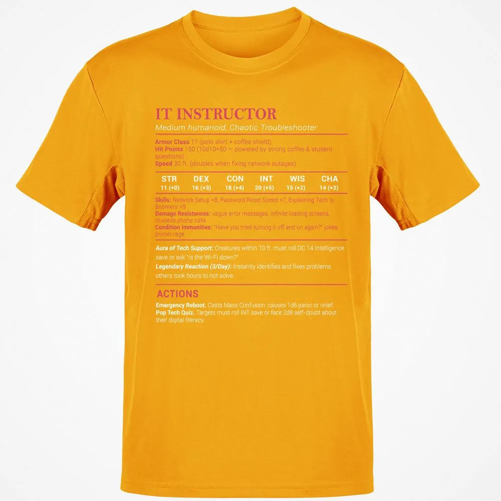 IT Instructor Classic Unisex T-Shirt - Gold - 4