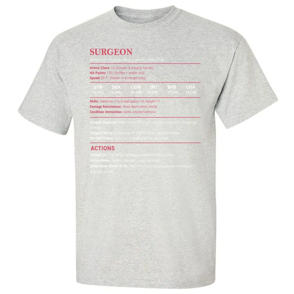 Surgeon Stats Classic Unisex T-Shirt - Ash - 2