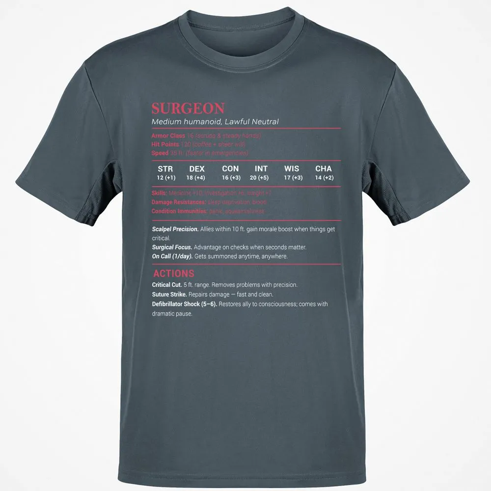 Surgeon Stats Classic Unisex T-Shirt - Charcoal - 3