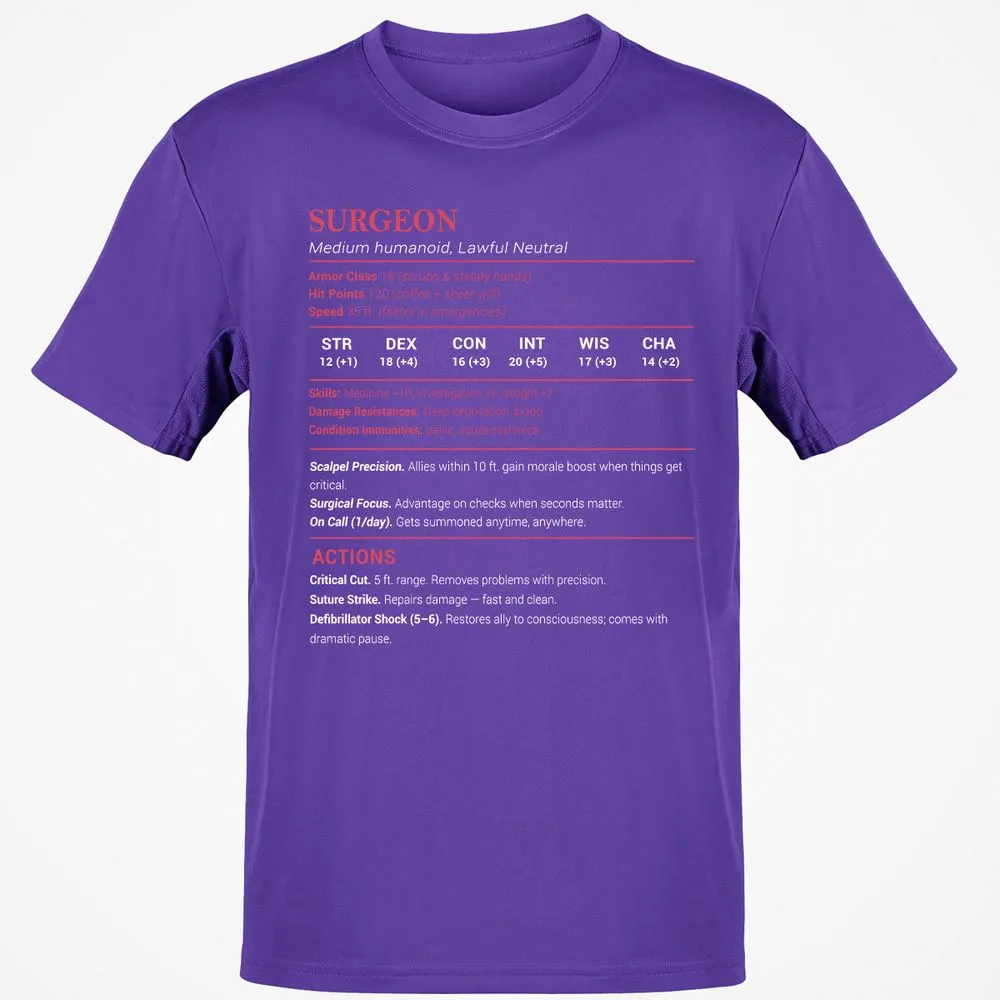 Surgeon Stats Classic Unisex T-Shirt - Purple - 9