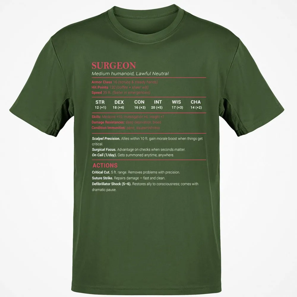 Surgeon Stats Classic Unisex T-Shirt - Military Green - 6