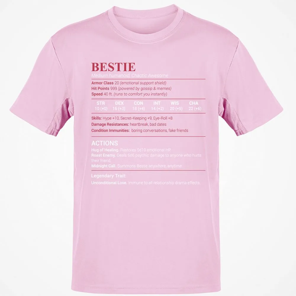 Bestie Stats Classic Unisex T-Shirt - Light Pink - 5