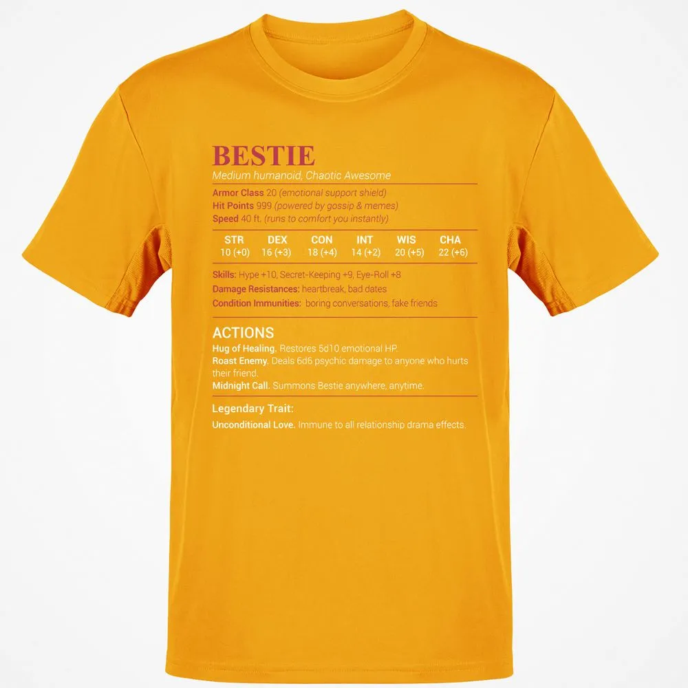 Bestie Stats Classic Unisex T-Shirt - Gold - 4