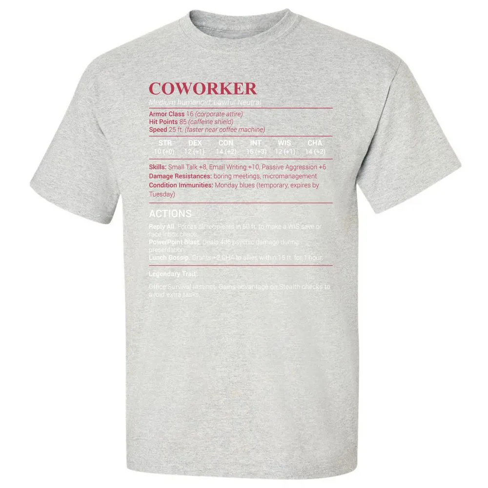 Coworker Stats Classic Unisex T-Shirt - Ash - 2