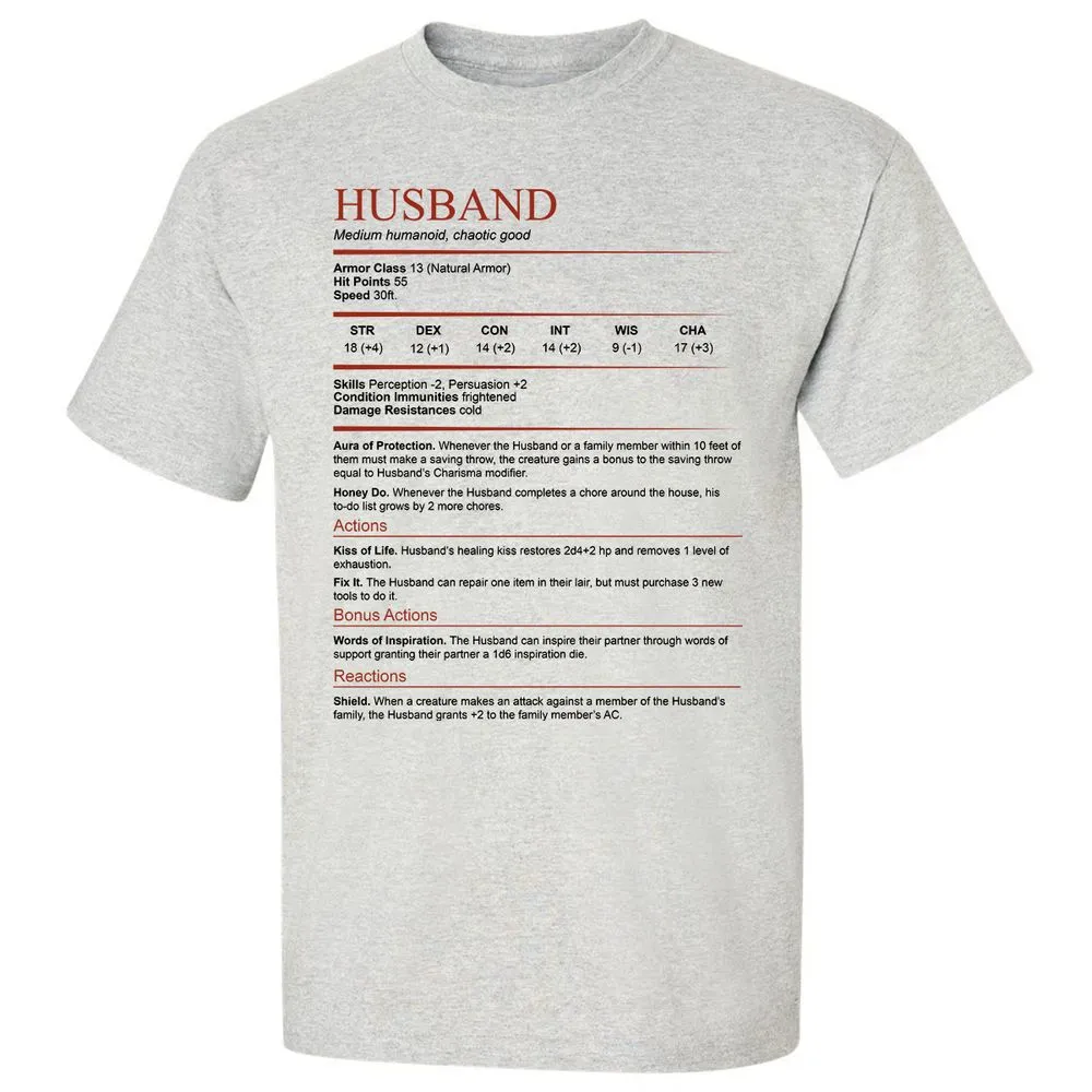 Husband White Classic Unisex T-Shirt - Ash - 2