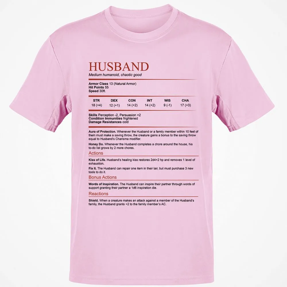 Husband White Classic Unisex T-Shirt - Light Pink - 5
