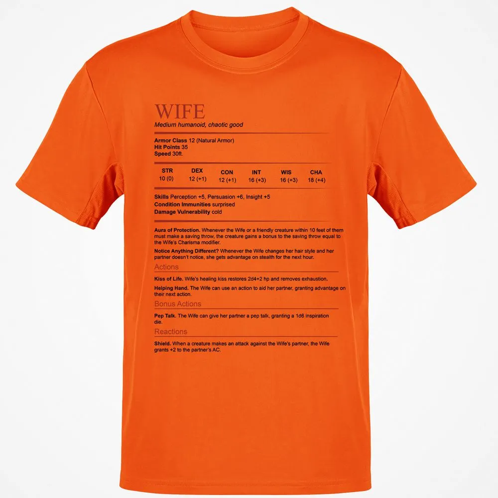 Wife White Classic Unisex T-Shirt - Orange - 8
