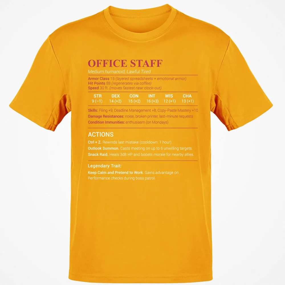 Office Staff Classic Unisex T-Shirt - Gold - 4