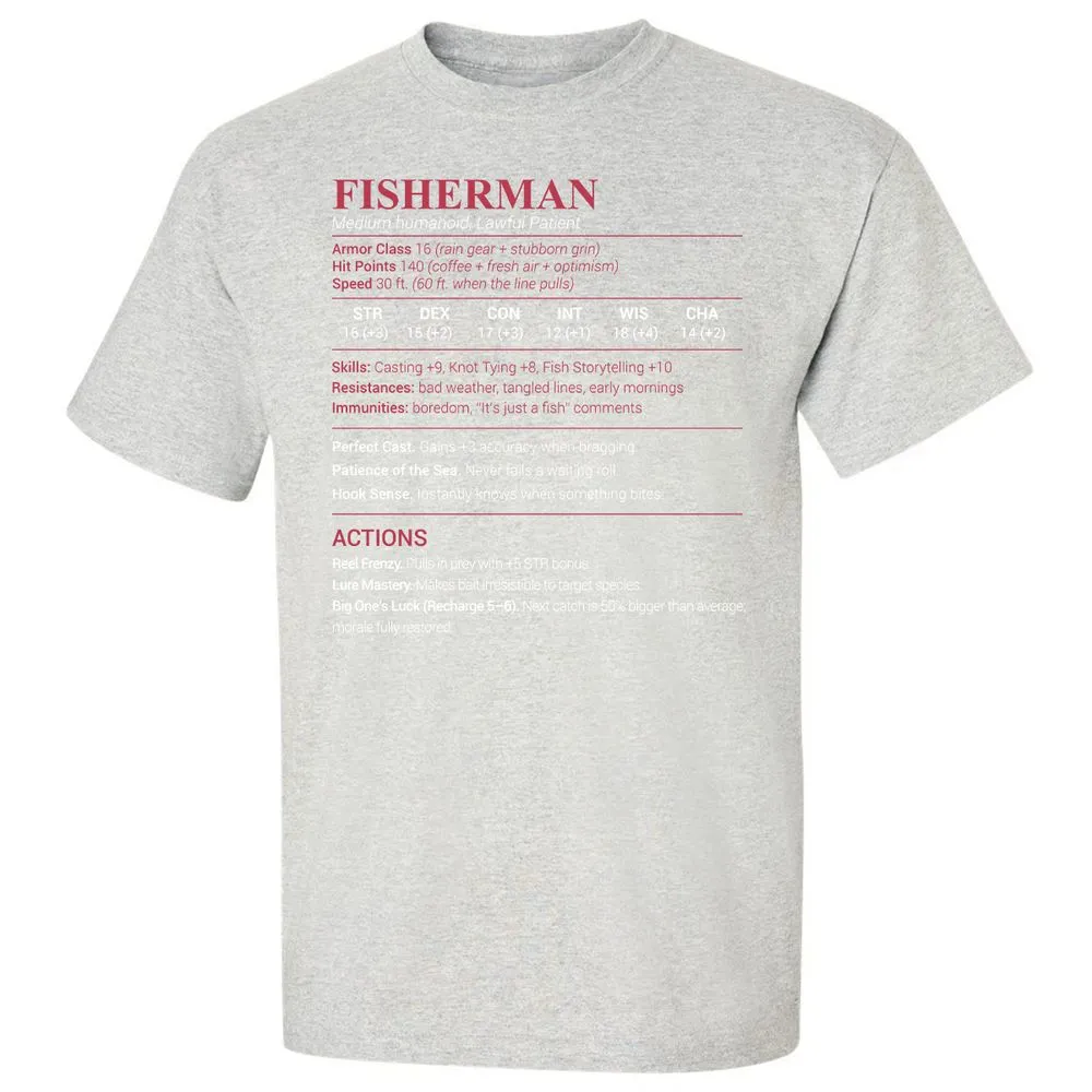Fisherman Stats Classic Unisex T-Shirt - Ash - 2