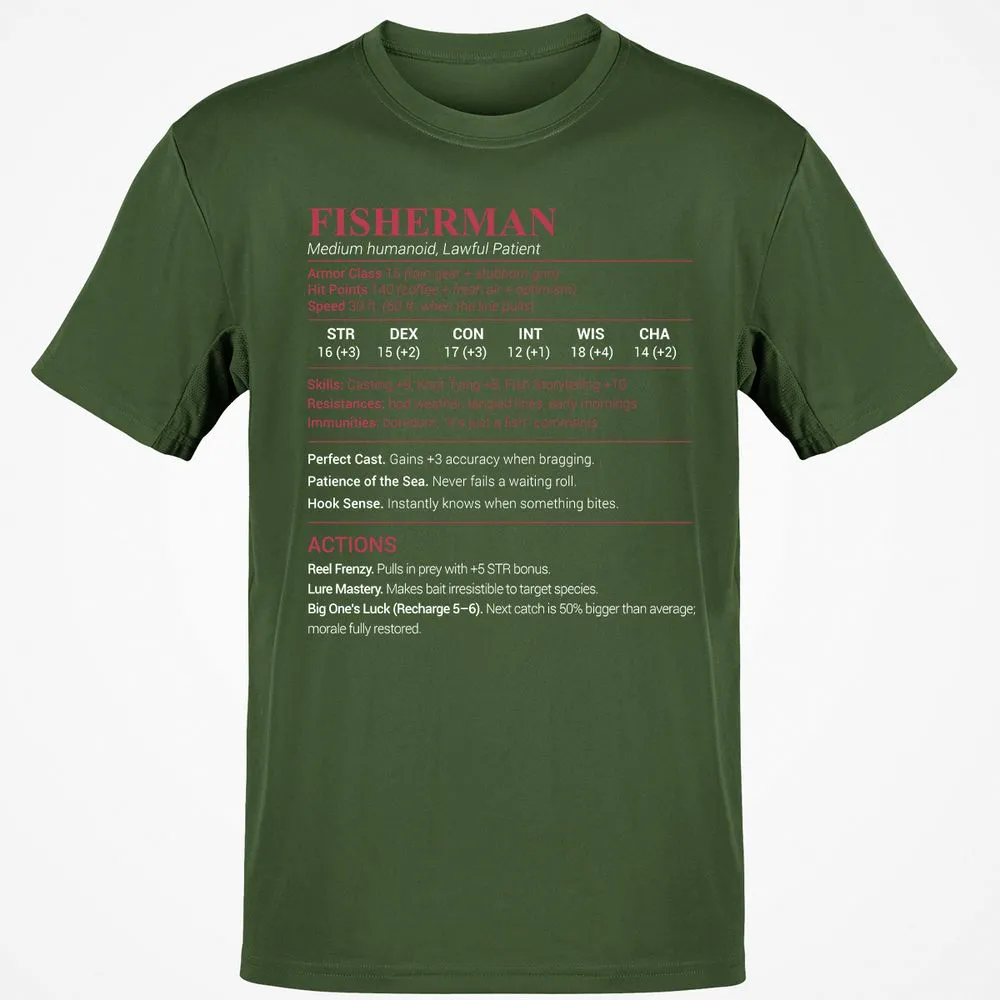Fisherman Stats Classic Unisex T-Shirt - Military Green - 6