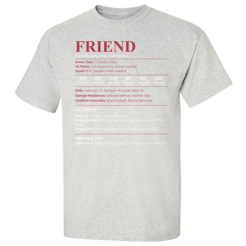 Friend Stats Classic Unisex T-Shirt - Ash - 2