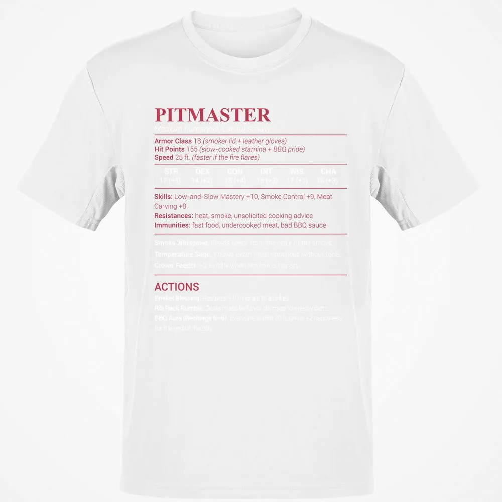 Pitmaster Stats Classic Unisex T-Shirt - White - 12