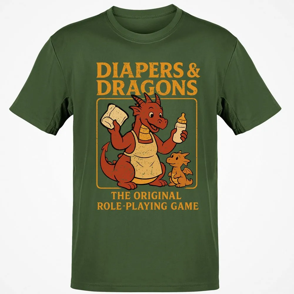 Diapers & Dragons Classic Unisex T-Shirt - Military Green - 6