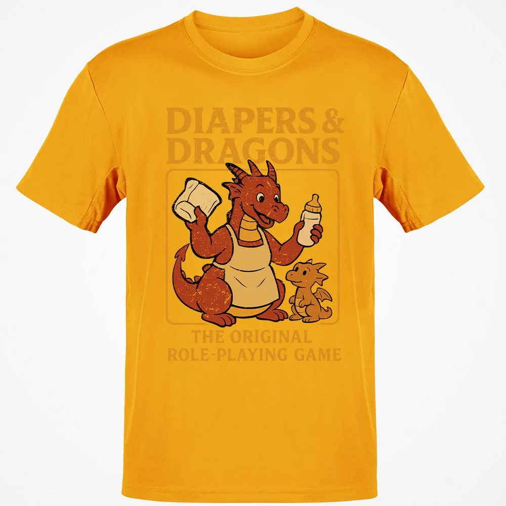 Diapers & Dragons Classic Unisex T-Shirt - Gold - 4