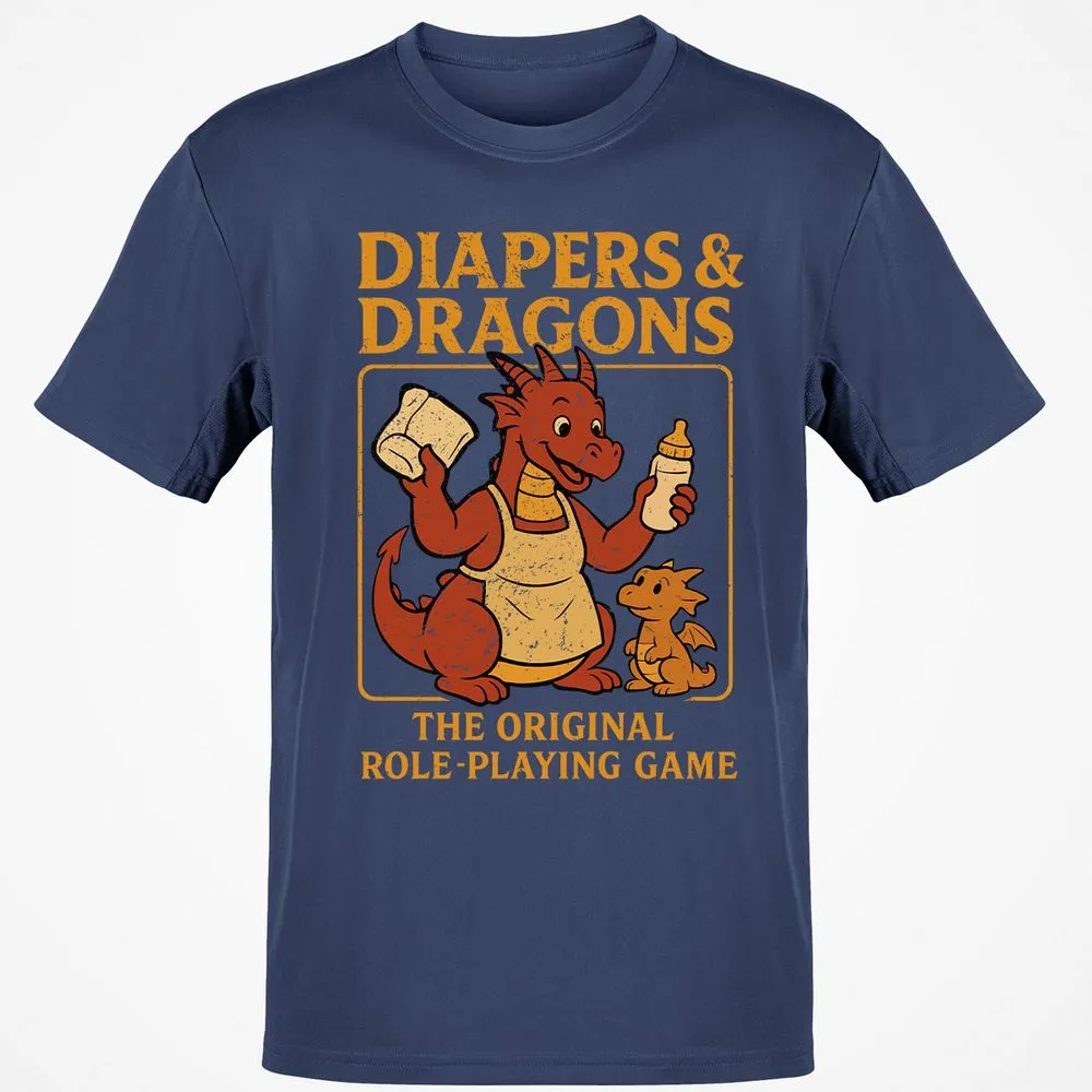 Diapers & Dragons Classic Unisex T-Shirt - Navy - 7