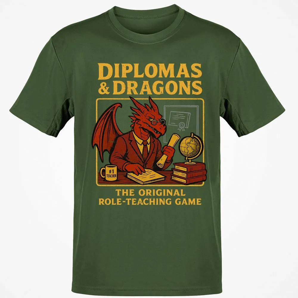 Diplomas & Dragons Classic Unisex T-Shirt - Military Green - 6