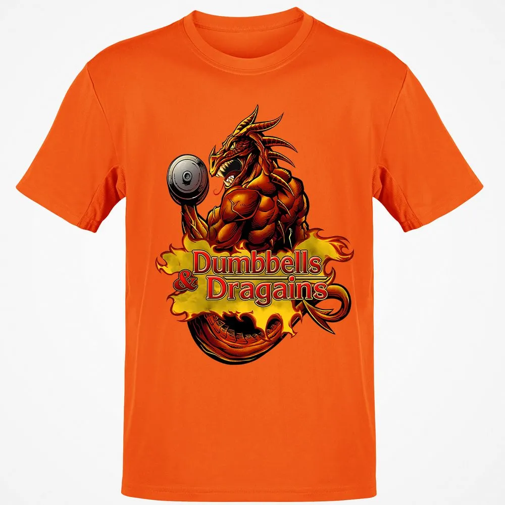 Dumbbells & Dragains Classic Unisex T-Shirt - Orange - 8